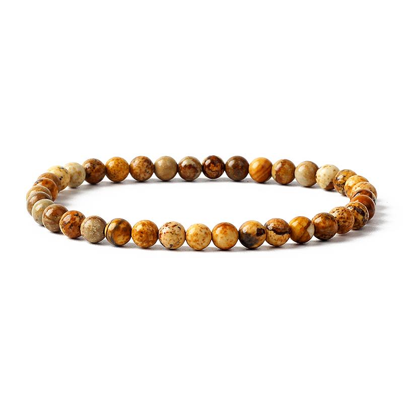 Reiki Natural Stone Bracelets For Women Men 4MM Beads Stretch Bracelet Wholesale Agate Lava Tiny Bangles Handmade Simple Jewelry