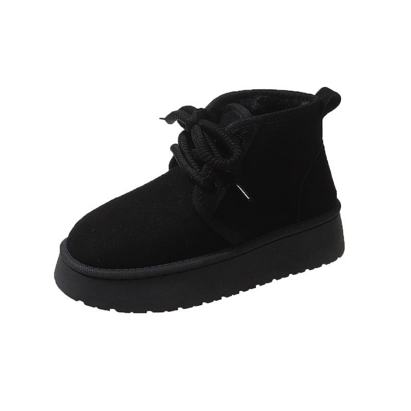 

Женские зимние теплые ботинки на толстой платформе для снега, нескользящие полусапожки из искусственной замши, удобные полусапожки на шнуровке с подкладкой из искусственного меха для ходьбы для женщин 41