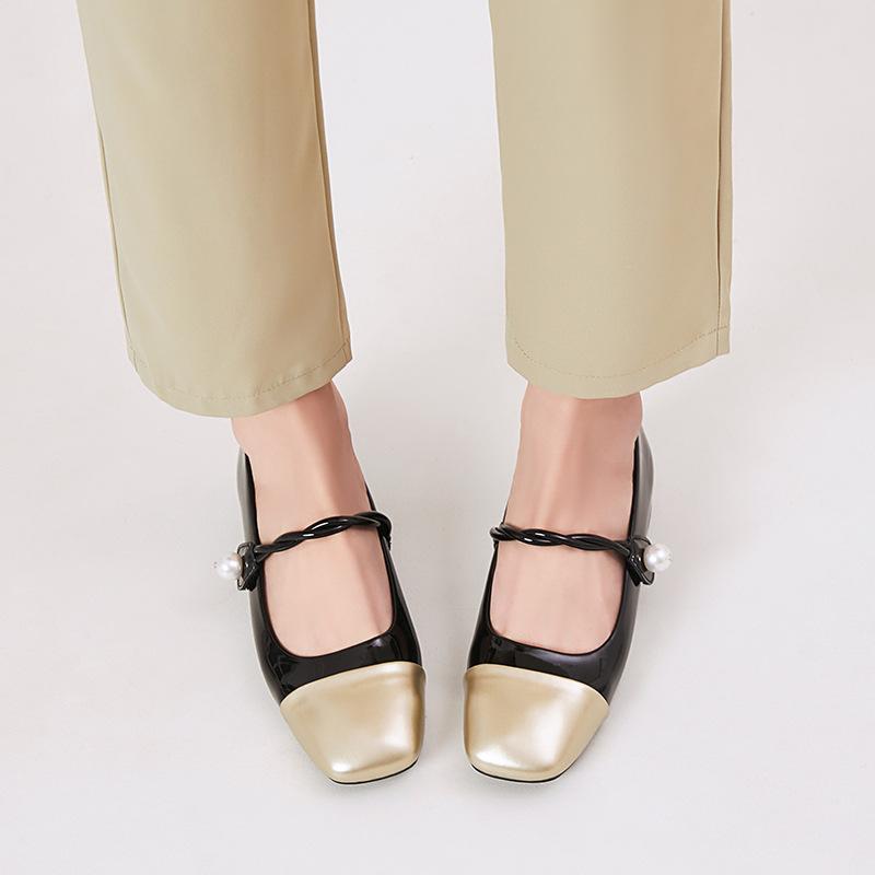 

Неглубокие туфли-лодочки на низком каблуке, на плоской подошве, с комбинированным верхом, повседневные, для шопинга, женские 40 чёрный