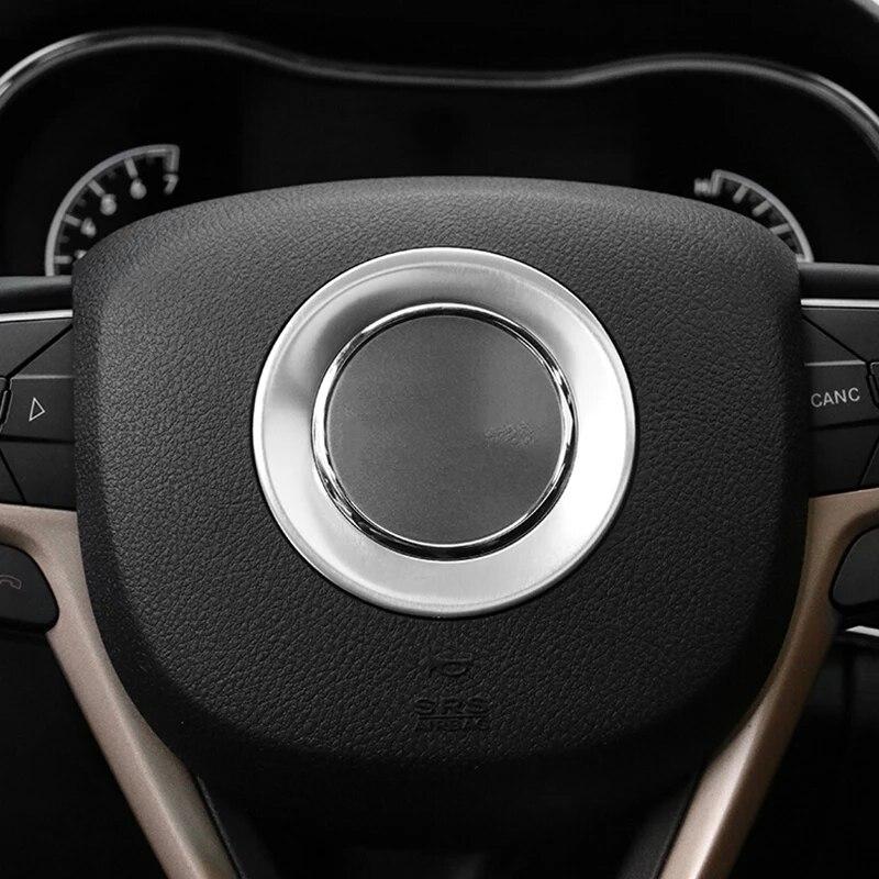 ABS Chrome Car Middle Steering Wheel Button Frame Cover Trim Car Styling Accessories 2014 15 16 2017 for Jeep Grand Cherokee