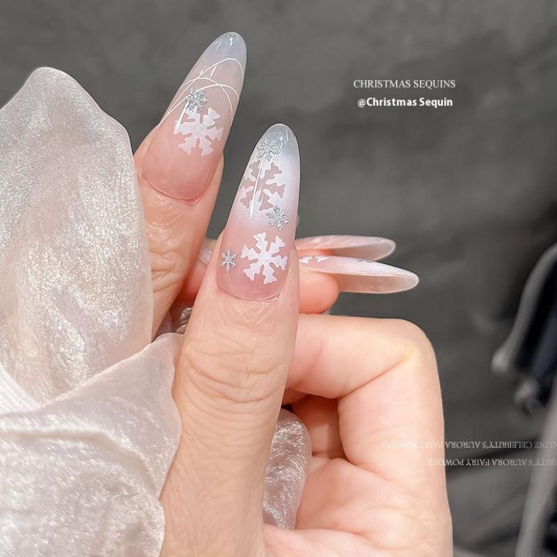 Snowflakes Winter Nail Sequins Sparkling Christmas Flakes Spangles Nail Art Decoration Sticker Tips Nail Charm Manicure Salon