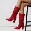 Women's Pointed-toed One-pedal Winter Fashion Thick-heeled High-heeled Boots Fashionable and Comfortable Women's Boots Chunky Heel