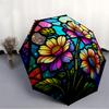 1pc Stained Glass Flowers Automatic Open/Close Umbrella Compact Folding Umbrella, All-Season Portable Umbrella for Women/Men F1124234