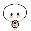 European-American Fashion Retro Pendant Necklace & Oval Earrings Set for Women