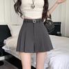 2024 Sweet & Spicy Gray High-Waisted Pleated A-Line Mini Skirt - Korean Spring Style