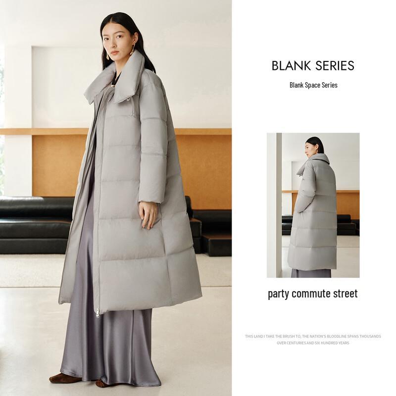 Eral Women's 2025 A/W Long Down Jacket with Large Lapel & Chinese Frog Buttons