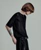LMOOD Crochet Silket Cotton Henley Neck Half Knit Black