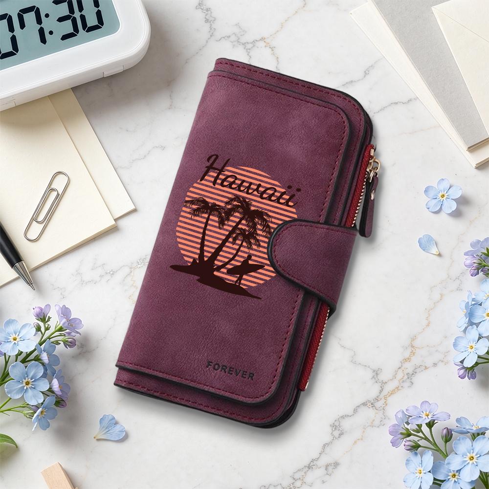 Hawaii Style Printed Long Wallet for Women Casual Portable Multi Card Holder Fashion Daily Use Purse