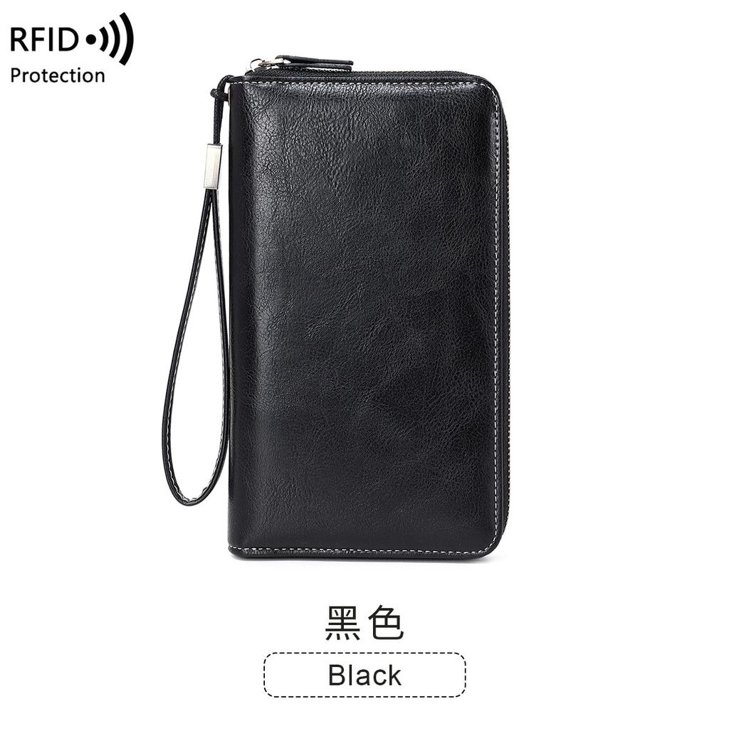 New anti-theft brush women's wallet large capacity clutch bag retro multi-card long wallet