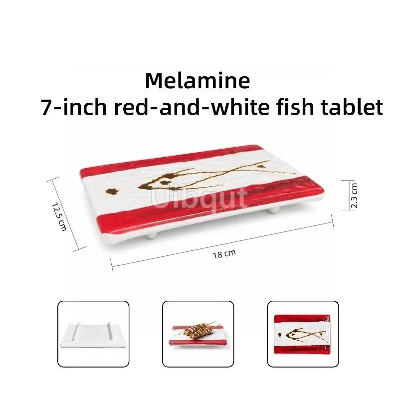 Melamine Rectangular Plate Japanese Tableware Plate Front Grilled Sushi Dish Sashimi Display Yakitori Dish Commercial BBQ Plates
