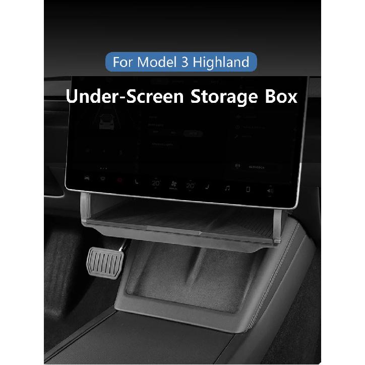 Under-Screen Storage Box For Tesla Model 3 Highland Hidden Fold Able Storage Box Car Storage Modification Parts Interior Design