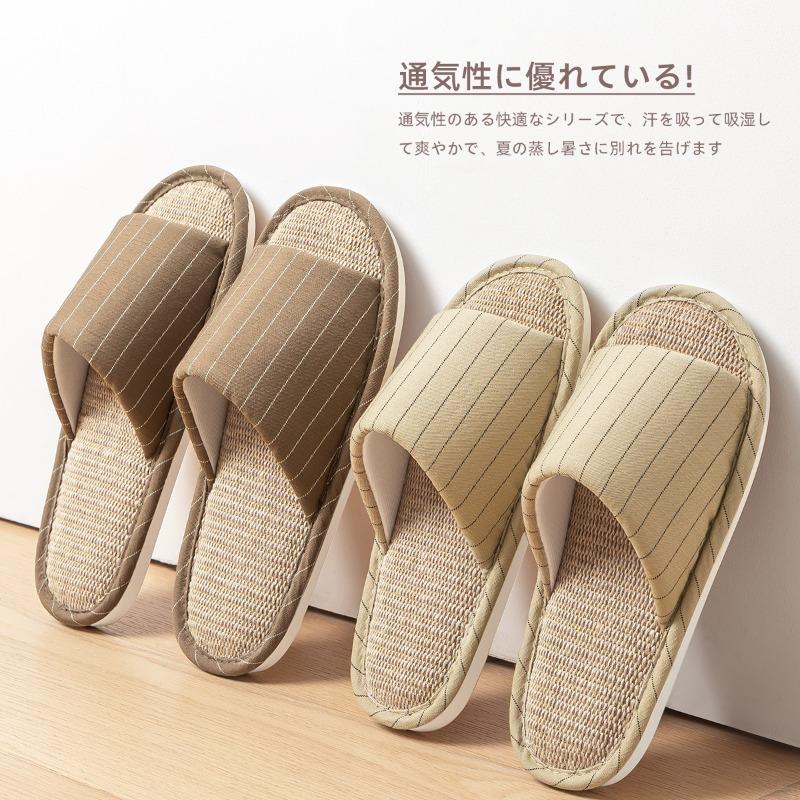 Couple linen slippers spring and autumn indoor home silent home use four seasons cotton linen slippers women's new spring and summer