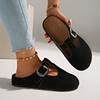 Fashion Women Slip On Mules Shoes New Trend Summer Comfortable Colors Shoes 2025 Anti-slip Round Toe Flats Buckle Slippers Slides Women