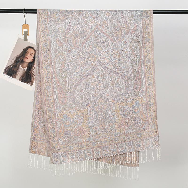 Autumn Cashmere Fringed Shawl Ladies Wrap Warm Autumn And Winter Scarf Design Print Women'S Jacquard