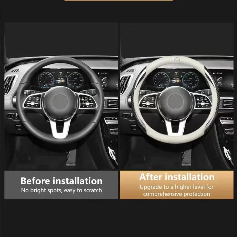 Car Suede Carbon Fiber Leather Steering Wheel Cover Non-slip for Toyota GR TRD C-hr Prado Rav4 Yaris Hilux Prius Avensis Corolla Camry