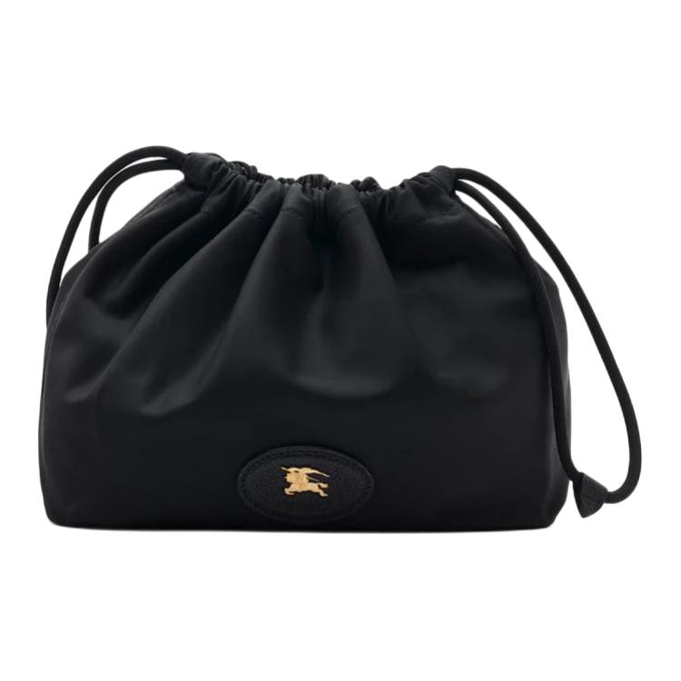 

Burberry Hoof-Shaped Drawstring Design Nylon Clutch Women clutch Black 81113171 Basic Set (Bag+Dust Bag)