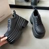British Style Small Leather Shoes Women's Autumn 2025 New Heightened Platform Black Lace-up Mary Jane Loafers Women's
