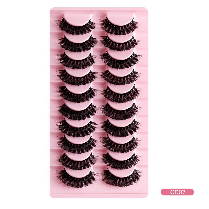 10 Pairs Of False Eyelashes, Large Curls, Natural Chemical Fiber Curls, Thick And Natural Eyelashes