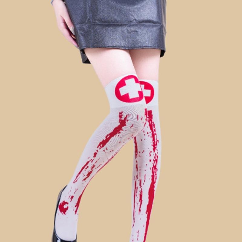 Women's Halloween Themed Long Socks Fashionable Design Elastic Waist Soft Polyester Daily Wear