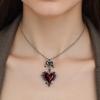 Multifunktionales gotisches Choker-Halsband für Damen mit Kreuz-Anhänger und Herz-Schleifenknoten-Akzent Partyzubehör Outfits