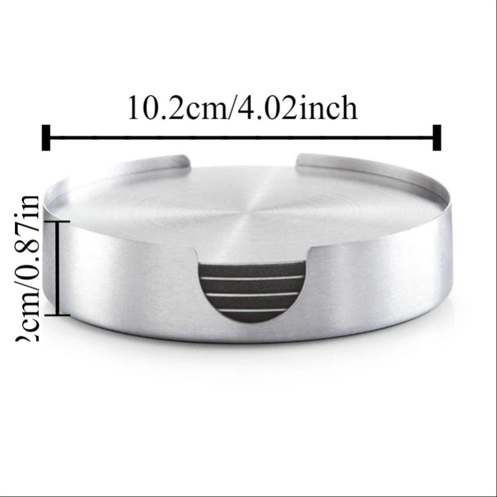 6Pcs/Set Heat-resistant Stainless Steel Coaster Non-slip Round Tea Cup Coaster Mug Pad  Bar
