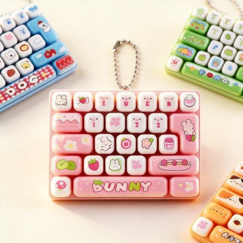 1Pcs Animal Desktop Decoration Student Bag Ornament Toy Cute 26 Grids Stress Relief Simulation Keyboard Keychain Creative Gift