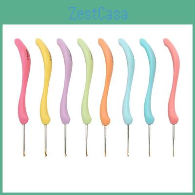 Hooks Crochet Design Ergonomic 8pcs Iron Material Bend Handle Knitting Needles Set For Making