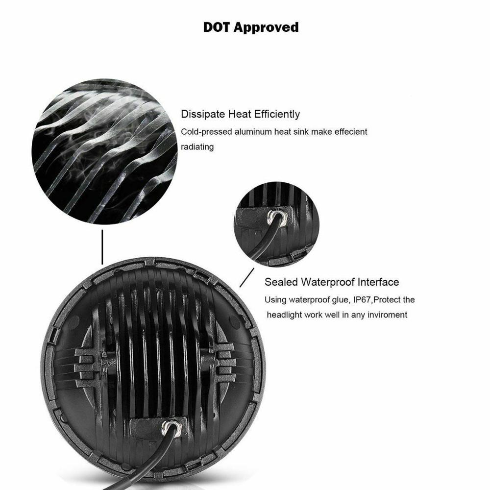7 Inch Headlight For Motorcycle 7Inch Round DRL Turn Signal Halo LED Headlamp Electra Street Glide Road