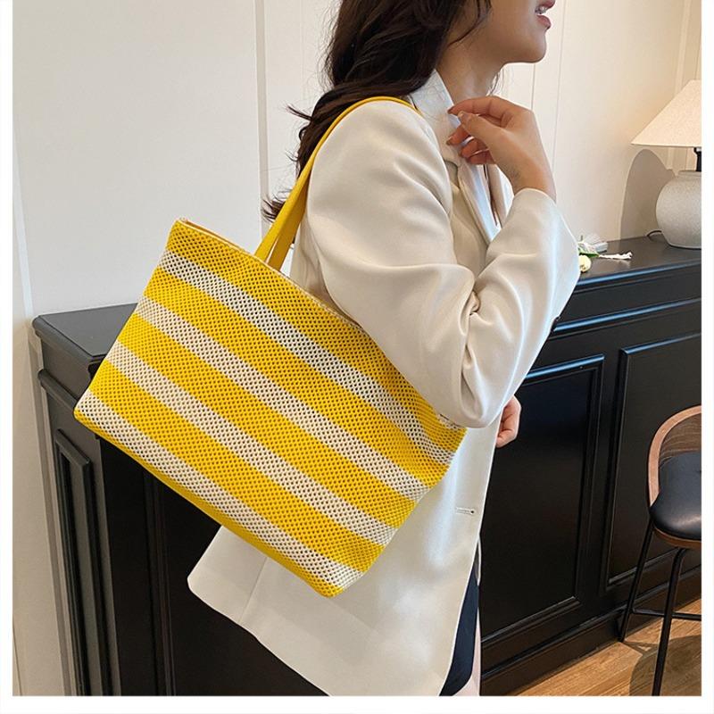 Premium Tote Bag Woven Large Capacity Shoulder Women's Bag Lazy Wind Lightweight Vacation Bag Shopping Bag