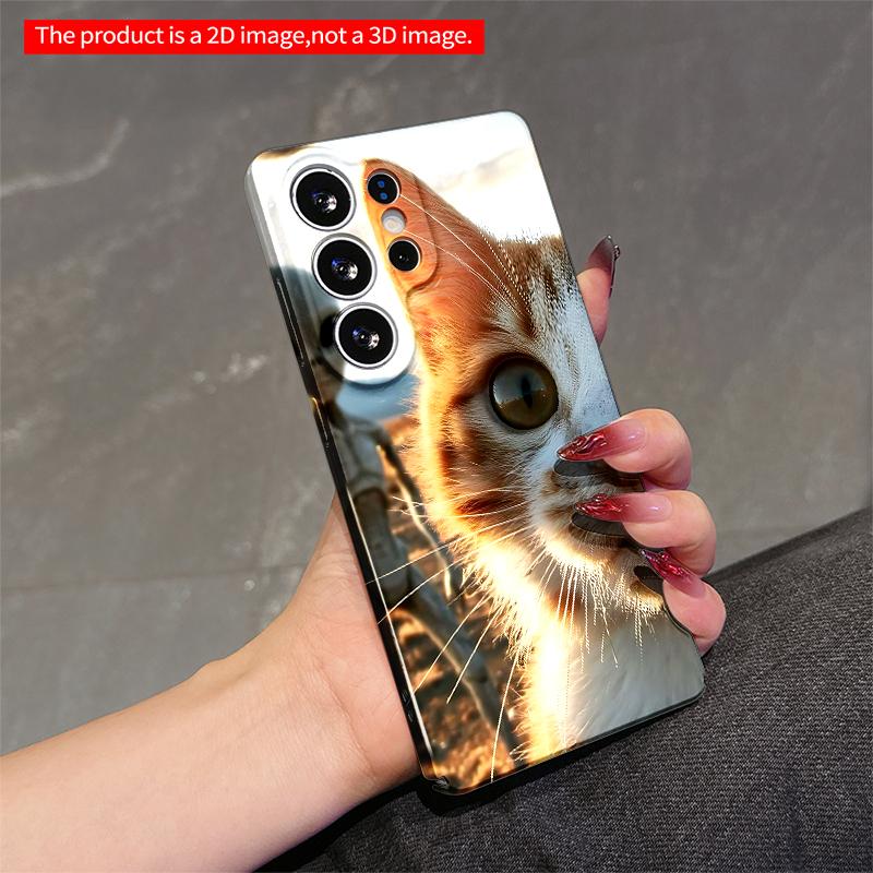 2DFlat Samsung Phone Case Alien Cat Encounter Phone Case Applicable To Galaxy S22 S23 S24 S25ULTRA S26 A12 A13 A14 A15 A16