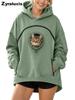 Sweat à capuche polaire à manches longues pour femme Manteau chaud d'hiver