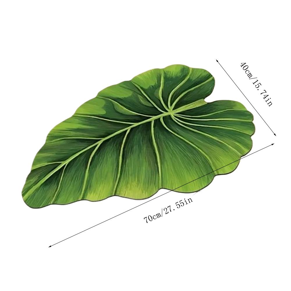 1PC Green Leaf Shaped Floor Mat, Quick-Dry Bathroom Rug, Bedroom Bedside Decorative Carpet Kitchen Door Stain Resistant Foot Mat