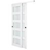 Sliding Closet Door, 1219mm (Double 635mm) x 2032 mm, 5-Lite Frosted Glass Bypass Sliding Doors with Hardware Kit, Solid Wood & MDF Slab with