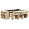 Vidaxl 11-Cz. Garden Furniture Set With Cushions, Beige, Poly Rattan