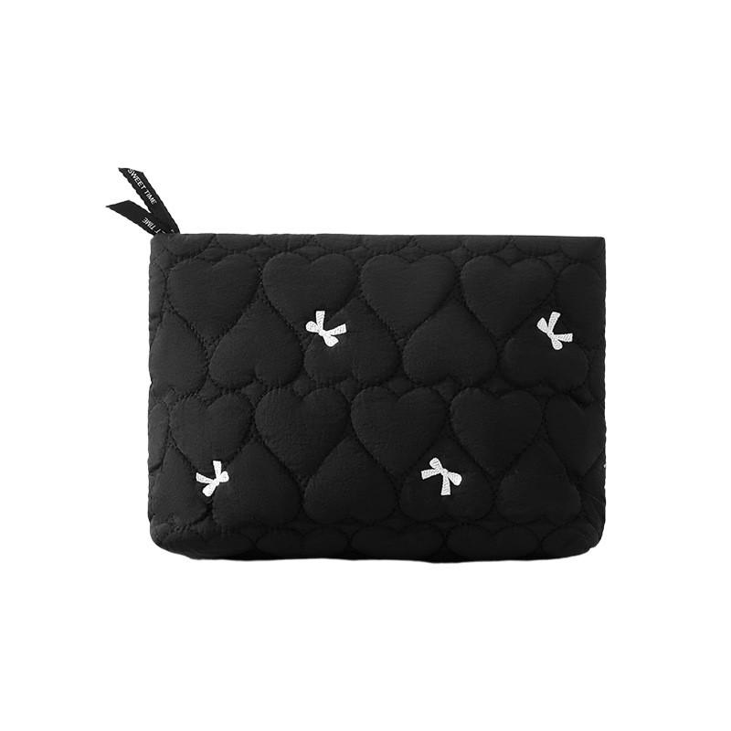 Quilted Floral Cosmetic Bag Women Men Portable Zippered Makeup Organizer In Candy Colors
