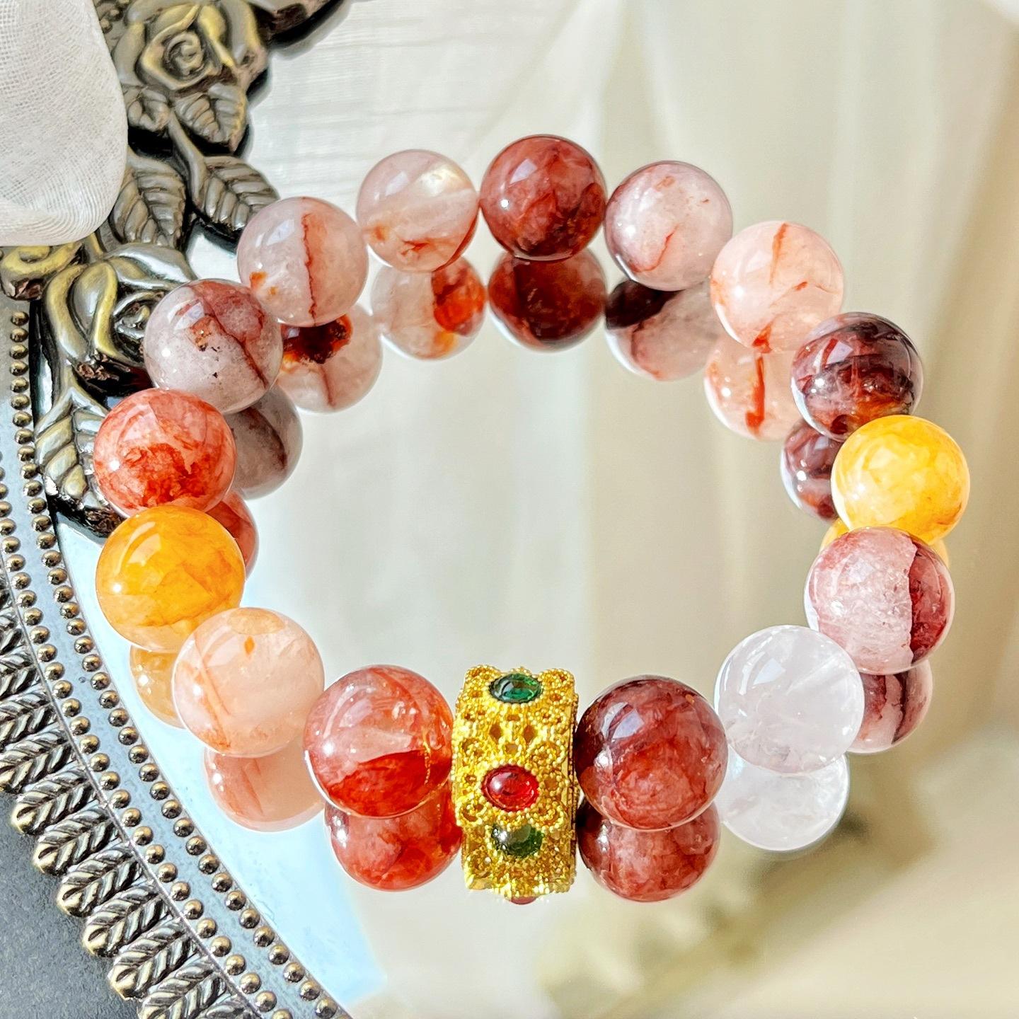12Mm High Quality Natural Red Rubber Flower Bracelet