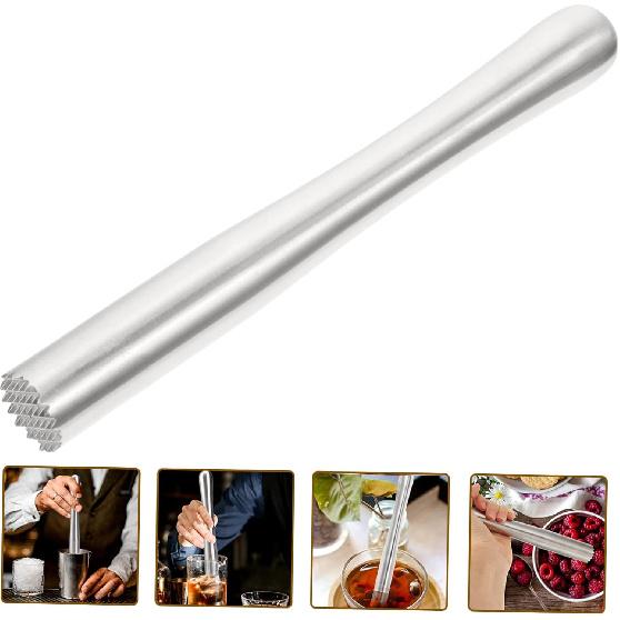 Stainless Steel Stick Ergonomic Lemon Hammer for Muddling Beating Crushing Bartending Accessory for Home Bar Restaurant Design 22.5cm