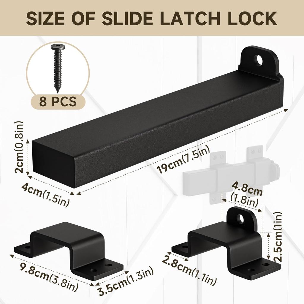Slide Gate Latch,Heavy Duty Door Latch with Padlock Hole, Adjustable Latch Lock,Fit for Wooden Fences, Barn Door,Fence Gate,Courtyard,Shed Lock,