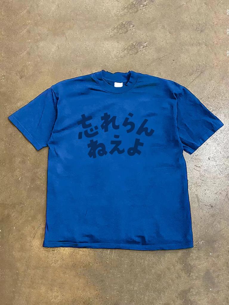 Summer Unisex Women Casual Short Sleeve TShirt Vibrant Blue Cartoon Graphic Print Cotton Regular Fit Round Neck Tees Unisex