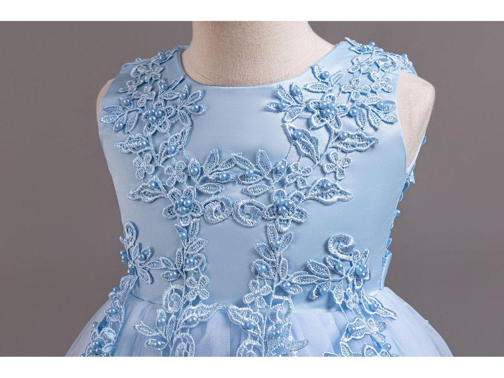 Girls' Sequin Sleeveless Flower Girl Princess Ball Gown Wedding Dress