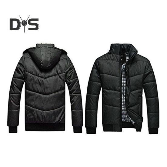 Cappotto da Uomo con Cappuccio Rimovibile Giacca a Maniche Lunghe con Tasche Patta con Cerniera Colore Solido Attività all'Aperto Piumino