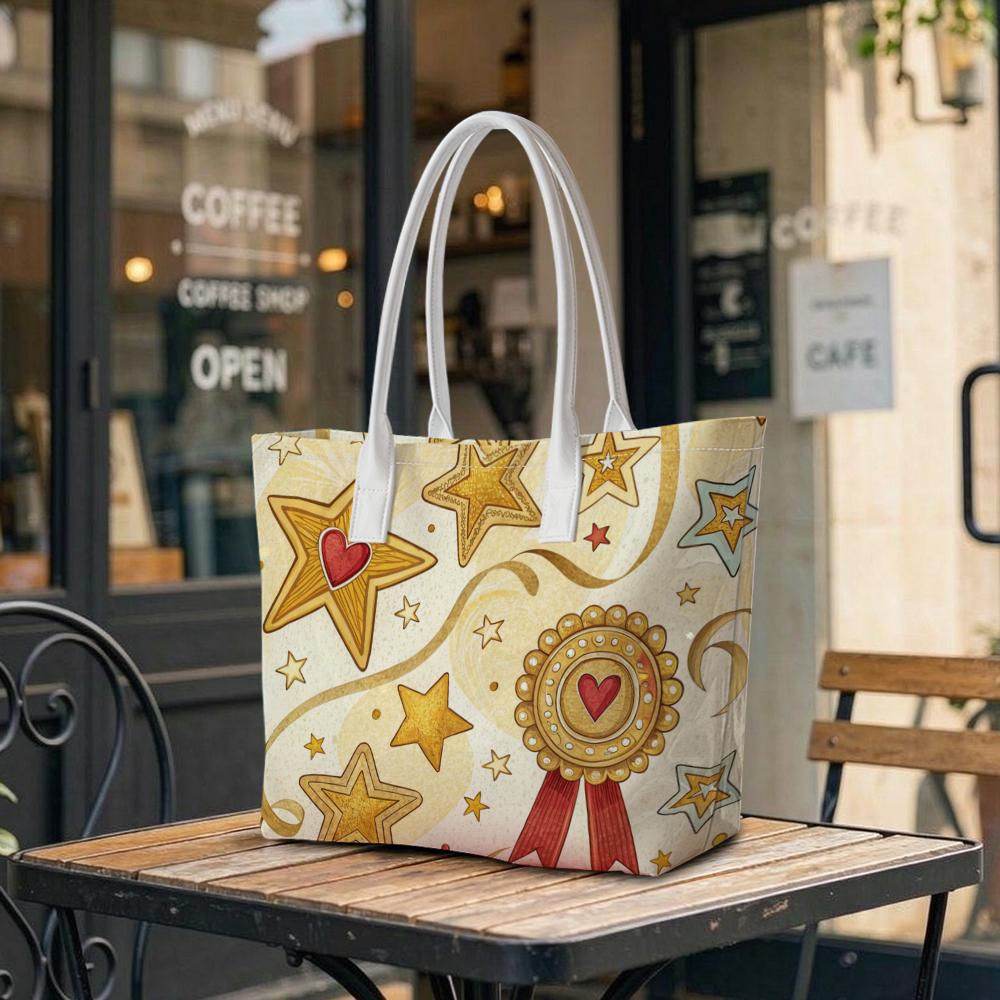 Fashion Star Print Tote Bag Portable Daily Commuter Casual Handbag