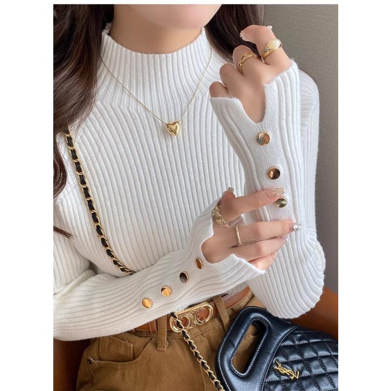 

Женская осенне-зимняя новая высококлассная полуводолазка, вязаный свитер с длинным рукавом One Size