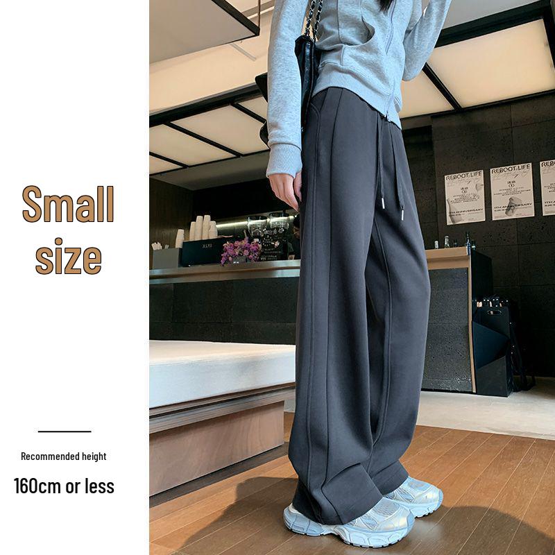 Women's Thickened Gray Fleece-Lined Sweatpants - New for Autumn/Winter 2025, Available in Narrow, Wide, and Straight-Leg Styles.