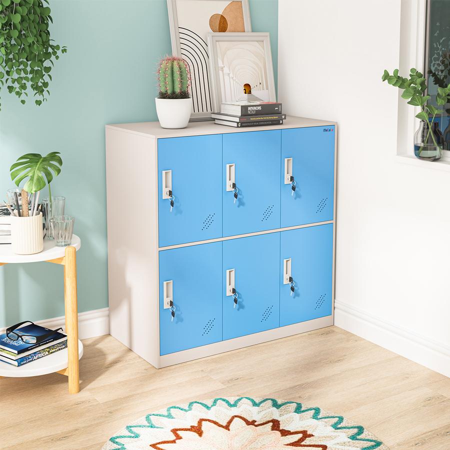 Modern 6-Door Lockers Cabinets for Home Office Gym Workshop Warehouse & Bedroom for Outdoor & School Use for Kitchen Storage