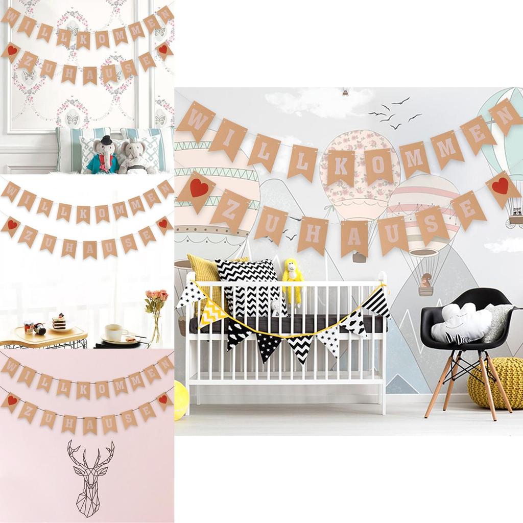 New Decorative Willkommen Zuhause German Welcome Home Banners For Family Parties