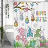 Påskdvärg Duschdraperi, Söta Dvärgägg och Blommor Badrum Dekorativt Duschdraperi, Vattentätt Duschdraperi med Krok