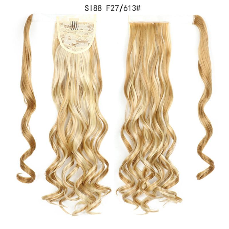 LISI HAIR Long Ponytail Synthetic Wig Pack In Clip Hair Extension Ombre Black Gold Brown Ponytail
