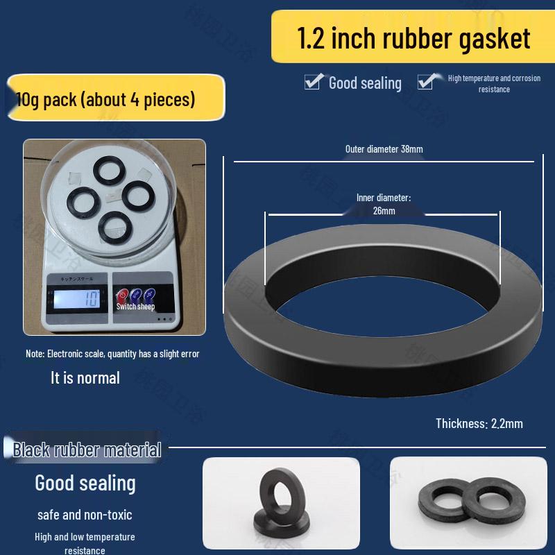 Waterproof Rubber Gasket Pad for Shower Hose & Water Meter - Fits 3/8", 1/2", 3/4", 1" Size Washers