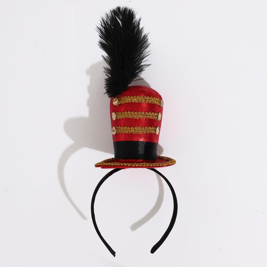 Vintage Fascinator Hats Headband Circus Ringmaster Costumes Mini Top Hat Feather Cap Headpiece for Halloween Tea Party Props